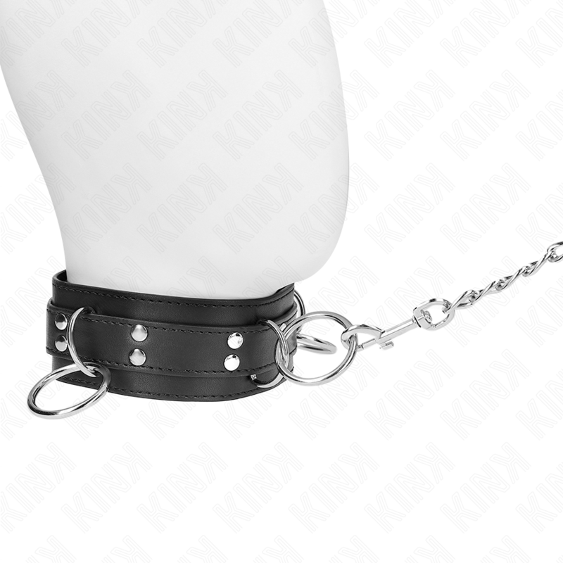KINK - Collier d'esclavage 3 anneaux avec lanière 80 cm 53 x 5 cm