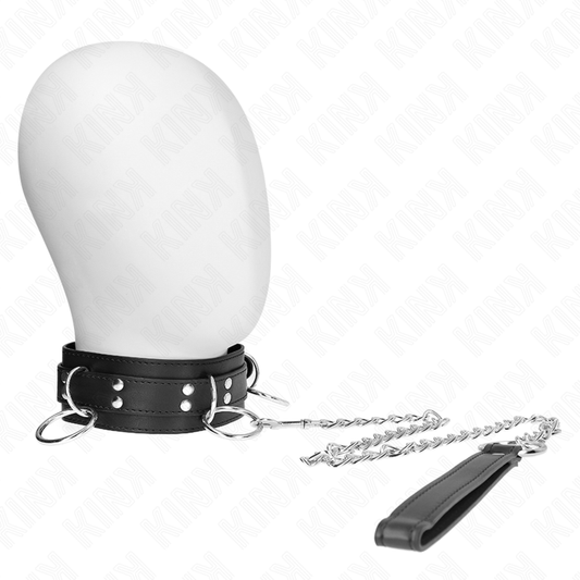 KINK - Collier d'esclavage 3 anneaux avec lanière 80 cm 53 x 5 cm