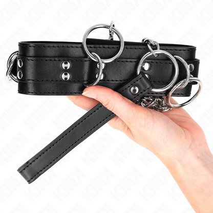 KINK - Collier d'esclavage 3 anneaux avec lanière 80 cm 53 x 5 cm
