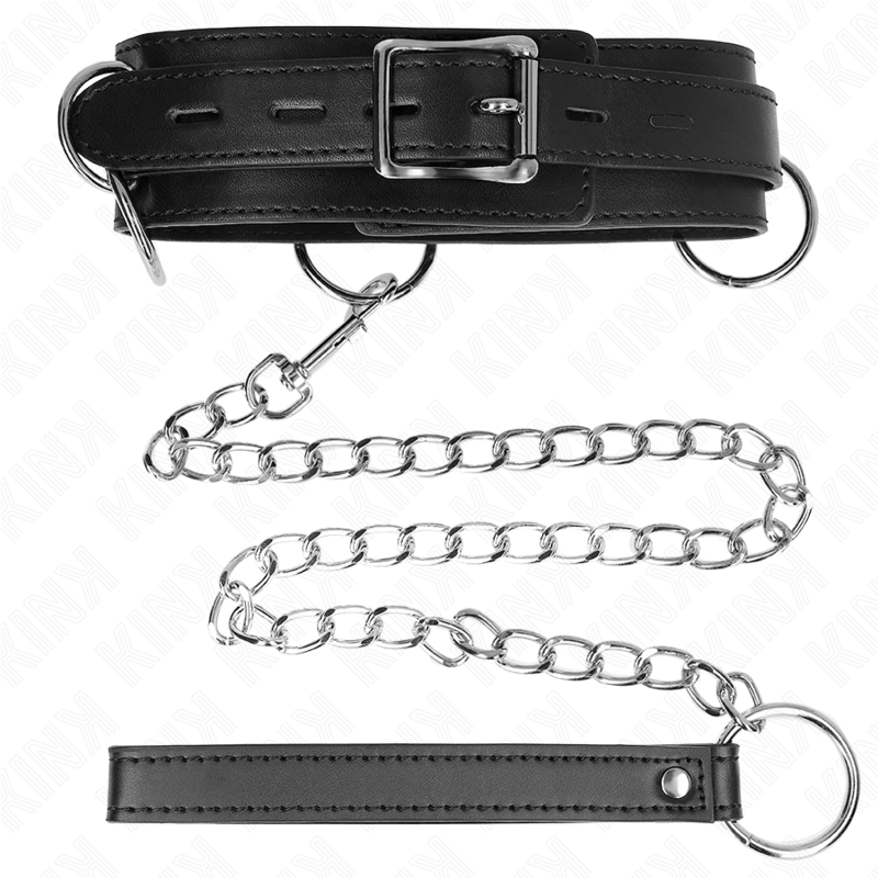 KINK - Collier d'esclavage 3 anneaux avec lanière 80 cm 53 x 5 cm