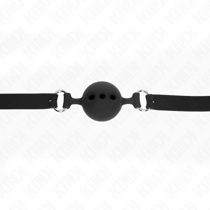 KINK - FULL SILICONE GAG 55 x 2 CM WITH 5 CM BALL SIZE L BLACK ADJUSTABLE 35-51 CM
