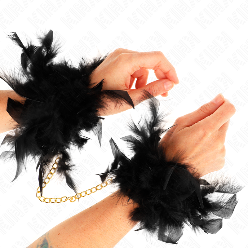 KINK - MENOTTES PLUMES AVEC CHAÎNE DORÉE MODÈLE 1