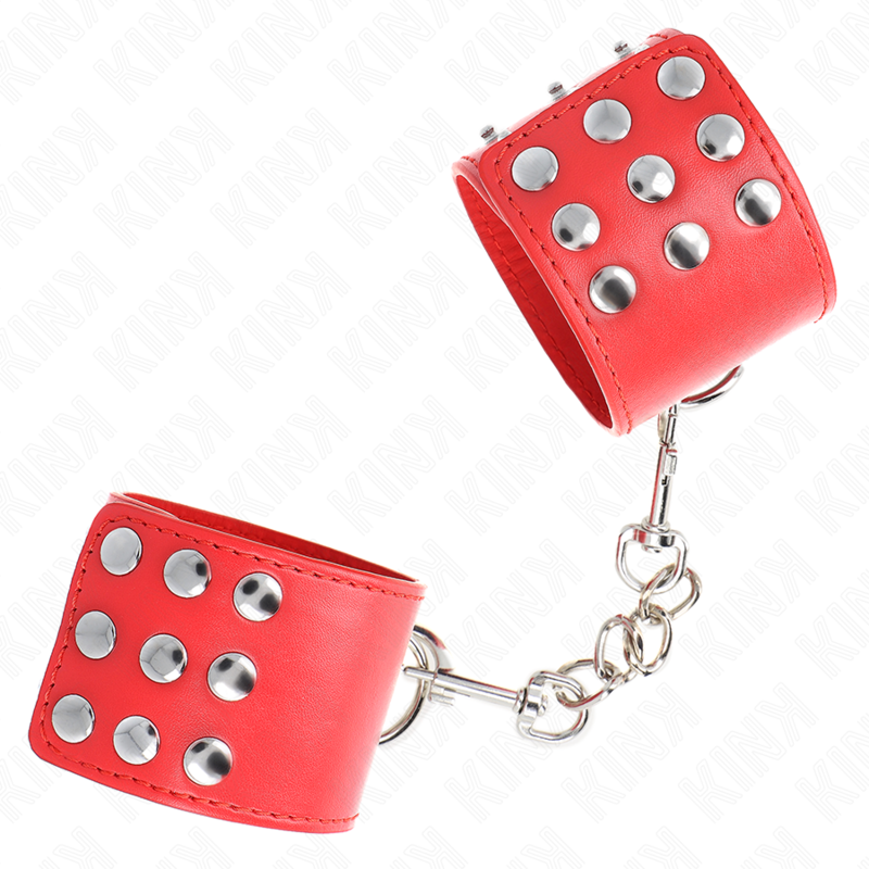 KINK - MUÑEQUERAS DE SUJECIÓN CON CIERRE DE BROCHE ROJAS AJUSTABLES 19-24 CM X 5.5 CM