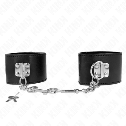 KINK - MUÑEQUERAS CON CIERRE DE CANDADO NEGRAS AJUSTABLES 16-23 CM X 5.5 CM