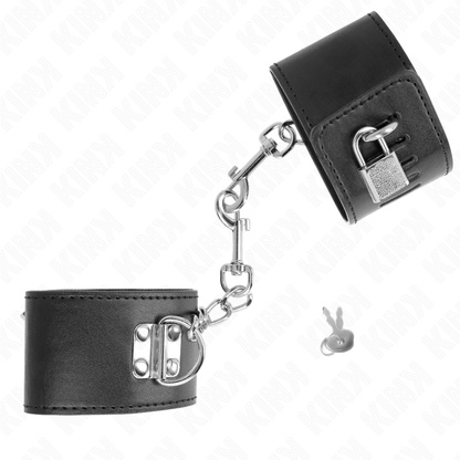 KINK - MUÑEQUERAS CON CIERRE DE CANDADO NEGRAS AJUSTABLES 16-23 CM X 5.5 CM