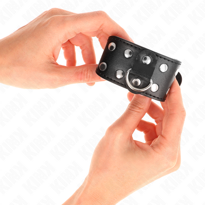 KINK - BRACELETS DE FORCE AVEC DOUBLE LIGNE DE CLOUS RÉGLABLES NOIRS