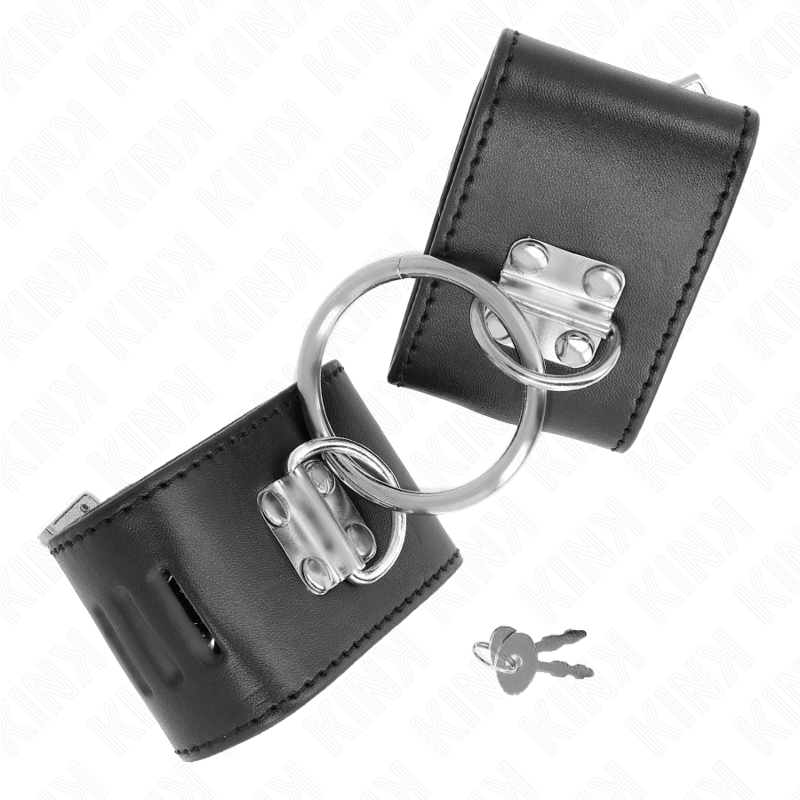 KINK - MENOTTES FIXES AVEC ANNEAU ET FERMETURE CADENAS NOIR AJUSTABLE 16-23 CM X 5.5 CM