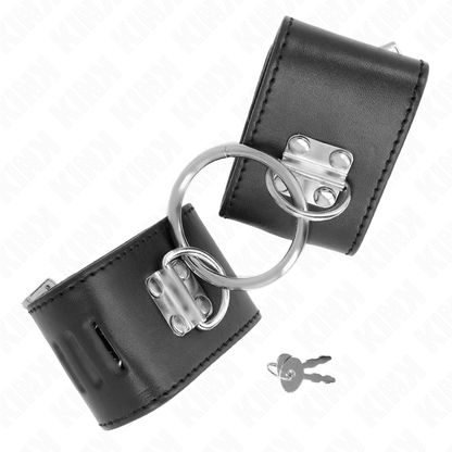 KINK - MENOTTES FIXES AVEC ANNEAU ET FERMETURE CADENAS NOIR AJUSTABLE 16-23 CM X 5.5 CM