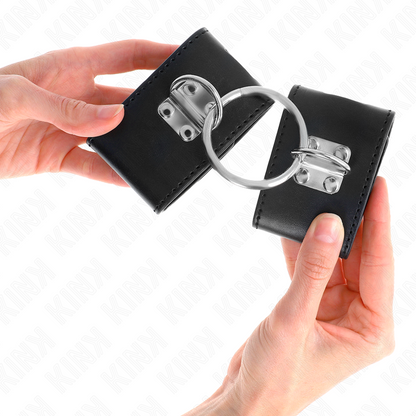 KINK - MENOTTES FIXES AVEC ANNEAU ET FERMETURE CADENAS NOIR AJUSTABLE 16-23 CM X 5.5 CM