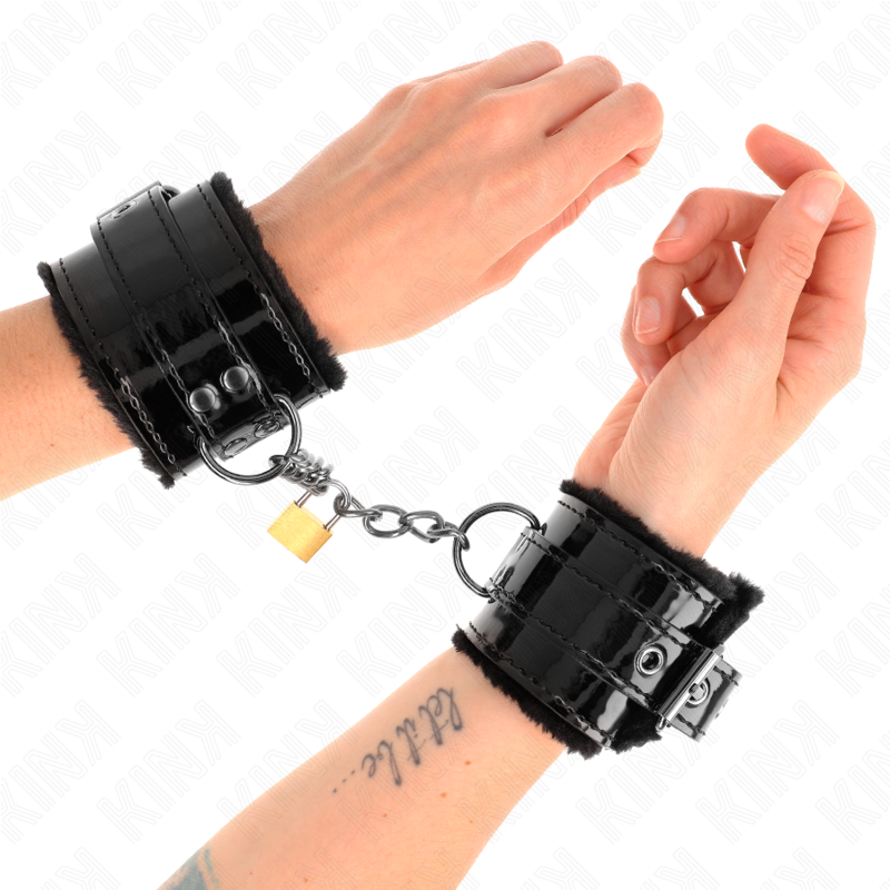 KINK - MENOTTES LÉGÈRES DE POIGNET AVEC SERRURE EN CUIVRE, AJUSTABLES 17-29 CM X 5.5 CM