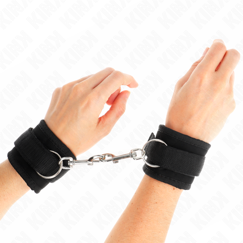 KINK - MENOTTES POIGNETS EN NYLON AUTO-AGGRIPPANTES NOIR MODÈLE 2 RÉGLABLES 18-35 CM X 6 CM