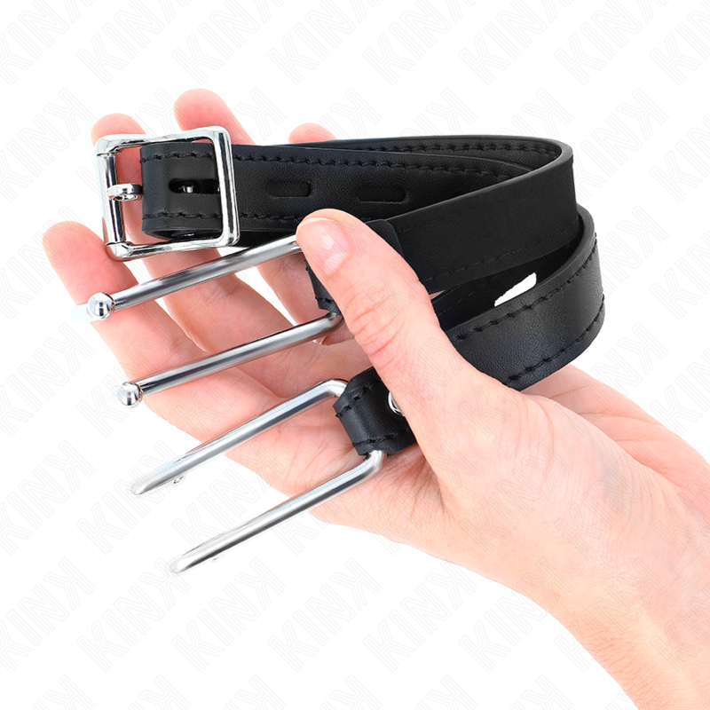 KINK - BÂILLON CROCHET MÉTAL 11,5 CM AVEC SANGLE SIMILI-CUIR AJUSTABLE 39-58 CM X 2 CM