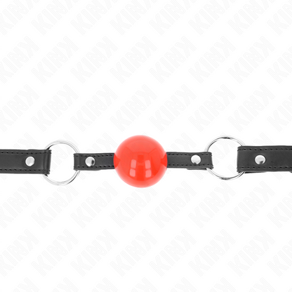 KINK - MORDAZA DE BOLA DE 4 CM CON CANDADO, BOLA ROJA Y CORREA NEGRA DE 60 x 2 CM