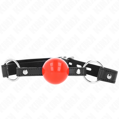 KINK - MORDAZA DE BOLA DE 4 CM CON CANDADO, BOLA ROJA Y CORREA NEGRA DE 60 x 2 CM