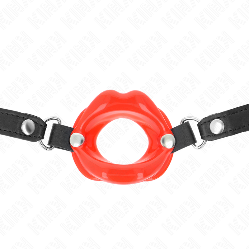 KINK - BAILLON LÈVRES 8 CM AVEC SANGLE SIMILI CUIR ROUGE 63 x 2 CM AJUSTABLE 39-58 CM