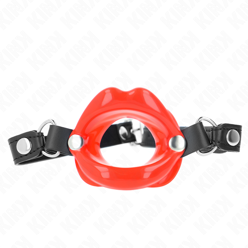 KINK - BAILLON LÈVRES 8 CM AVEC SANGLE SIMILI CUIR ROUGE 63 x 2 CM AJUSTABLE 39-58 CM