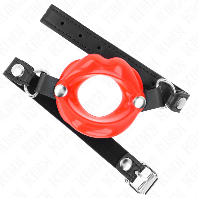 KINK - BAILLON LÈVRES 8 CM AVEC SANGLE SIMILI CUIR ROUGE 63 x 2 CM AJUSTABLE 39-58 CM