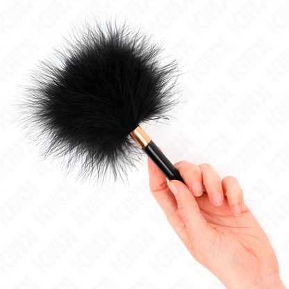 KINK - PLUMAS PARA COSQUILLEO DE METAL ORO NEGRO 18 CM