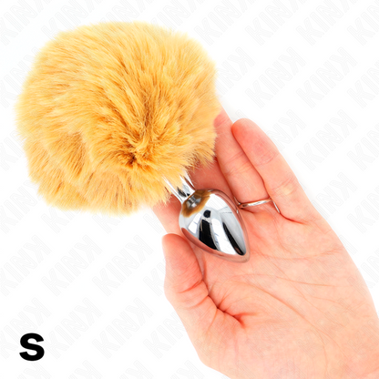 KINK - PLUG EN ACIER INOXYDABLE 7 x 3 CM AVEC QUEUE DE LAPIN EN FAUSSE FOURRURE BEIGE 8 CM