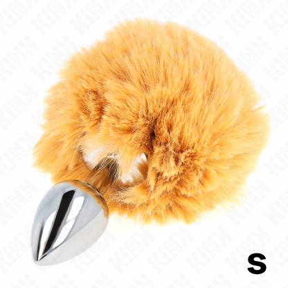 KINK - PLUG EN ACIER INOXYDABLE 7 x 3 CM AVEC QUEUE DE LAPIN EN FAUSSE FOURRURE BEIGE 8 CM