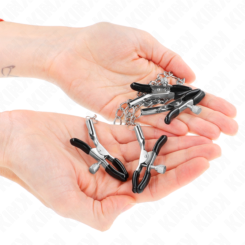 KINK - 4 PINCES À TÉTONS ET CLITORIS RÉGLABLES ARGENT