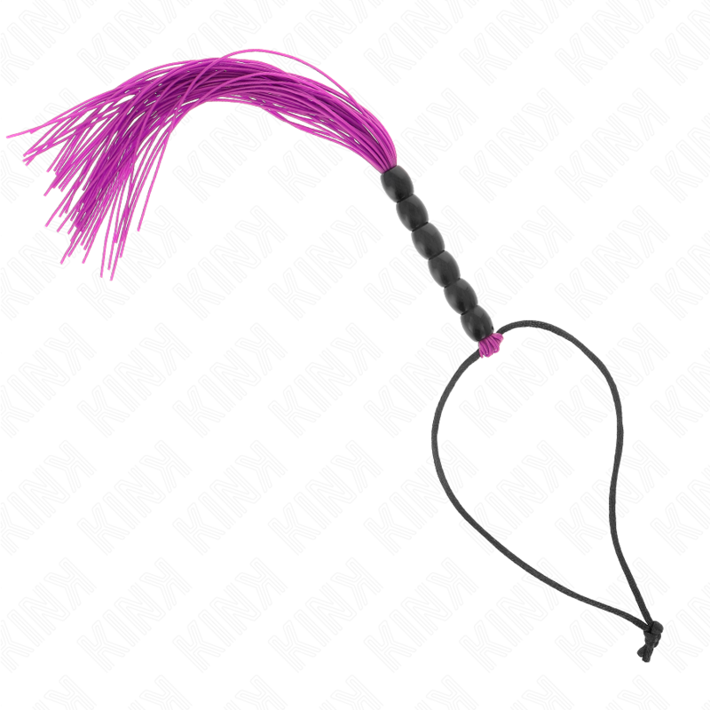 KINK - MINI FOUET EN SILICONE AVEC 6 PERLES VIOLETTES 26 CM