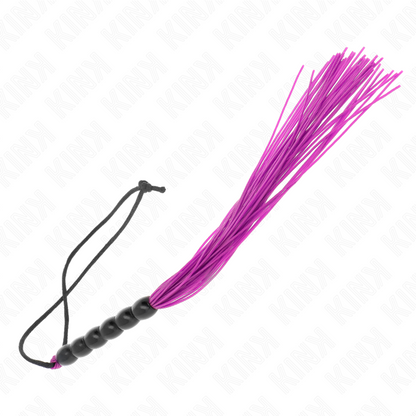 KINK - MINI FOUET EN SILICONE AVEC 6 PERLES VIOLETTES 26 CM