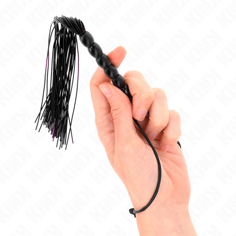 KINK - MINI LÁTIGO DE SILICONA CON 6 CUENTAS NEGRAS 26 CM