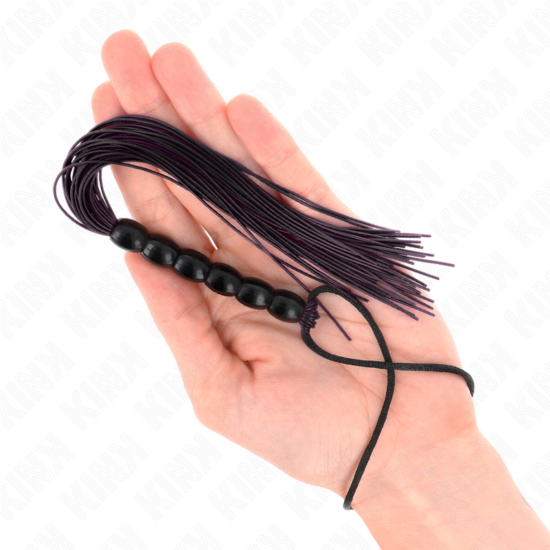 KINK - MINI LÁTIGO DE SILICONA CON 6 CUENTAS NEGRAS 26 CM
