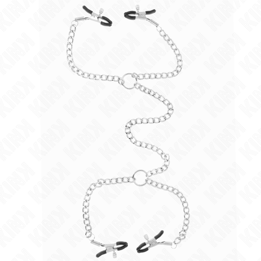 KINK - 4 ABRAZADERAS PARA PEZONES CON CADENA DE 32 CM Y CADENITAS DE 14 CM