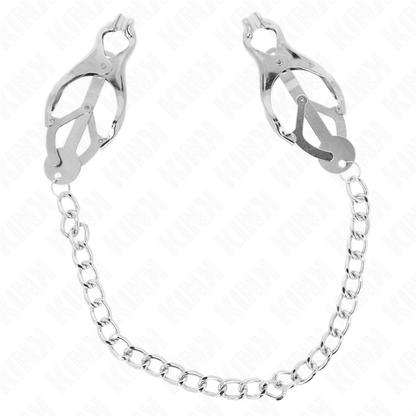 KINK - SERRE-TÉTONS JAPONAIS TRÈFLE AVEC CHAÎNE ARGENT 30 CM