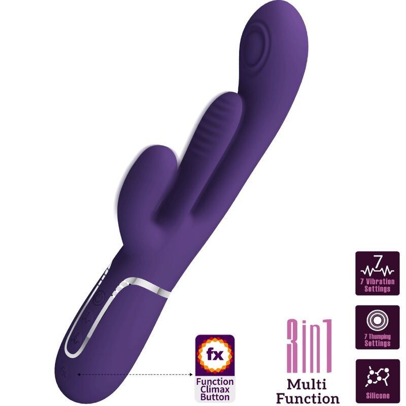 PRETTY LOVE - VIBROMASSEUR MULTIFONCTION TRIPLE LAPIN SHANIA VIOLET
