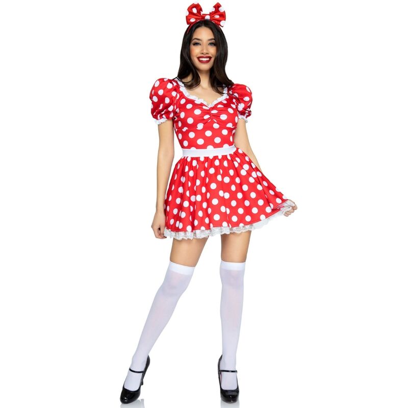 LEG AVENUE - POLKA DOT DRESS + HEADBAND RED/WHITE S