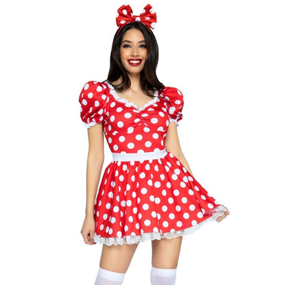 LEG AVENUE - POLKA DOT DRESS + HEADBAND RED/WHITE M