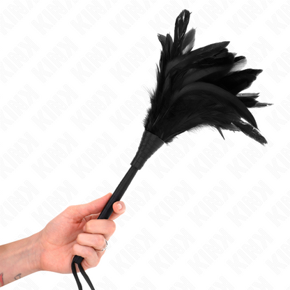 KINK - PLUMERO DE PLUMAS DE POLLO EN FORMA DE CUERNO PARA HACER COSQUILLAS A CRIADAS NEGRAS 36 CM