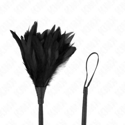 KINK - PLUMERO DE PLUMAS DE POLLO EN FORMA DE CUERNO PARA HACER COSQUILLAS A CRIADAS NEGRAS 36 CM