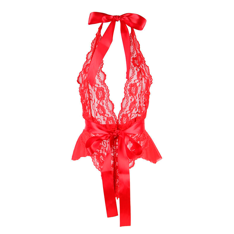 SUBBLIME - 953980 BODY SEXY AVEC VOLANTS + CEINTURE ROUGE L/XL