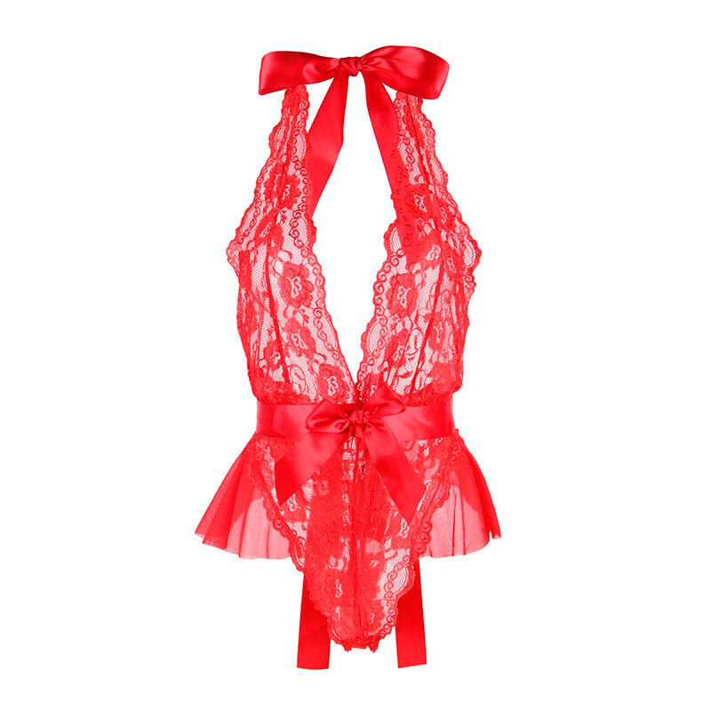 SUBBLIME - 953980 BODY SEXY AVEC VOLANTS + CEINTURE ROUGE L/XL