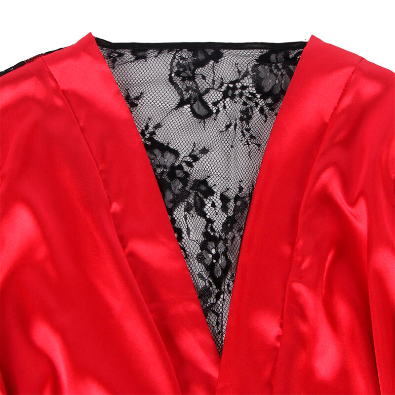 SUBBLIME - 954024 CAMISOLE + STRING DOS EN DENTELLE ROUGE/NOIR L/XL
