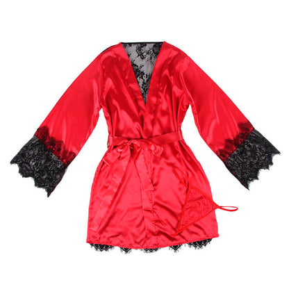SUBBLIME - 954024 CAMISOLE + STRING DOS EN DENTELLE ROUGE/NOIR L/XL