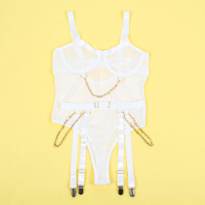 SUBBLIME - 954284 BODY WITH CHAINS + GARTER BELT WHITE S/M