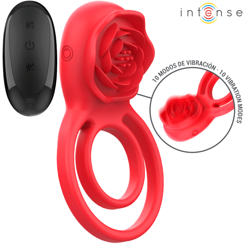INTENSE - STIMULATEUR CLITORIDIEN GAIL ROSE 10 VIBRATIONS TÉLÉCOMMANDE ROUGE