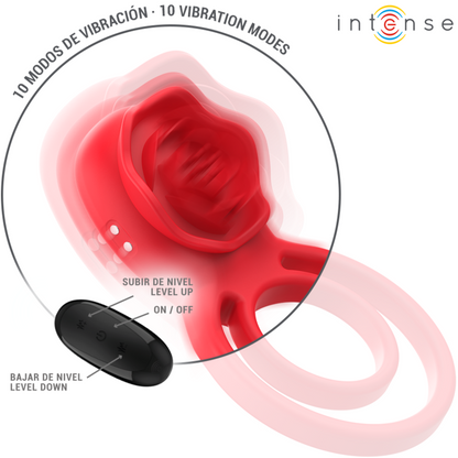 INTENSE - STIMULATEUR CLITORIDIEN GAIL ROSE 10 VIBRATIONS TÉLÉCOMMANDE ROUGE