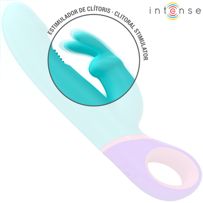 INTENSE - VIBREUR LAPIN MONICA AVEC STIMULATEUR ROTATIF POINT G BLEU