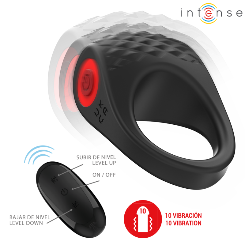INTENSE - ANNEAU VIBRANT PÉNIS CLOVER 10 VIBRATIONS NOIR