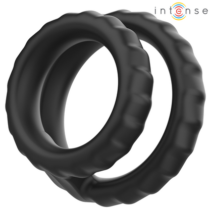 INTENSE - ANILLO PARA PENE DE SILICONA DOBLE DEWEY MODELO 2 NEGRO