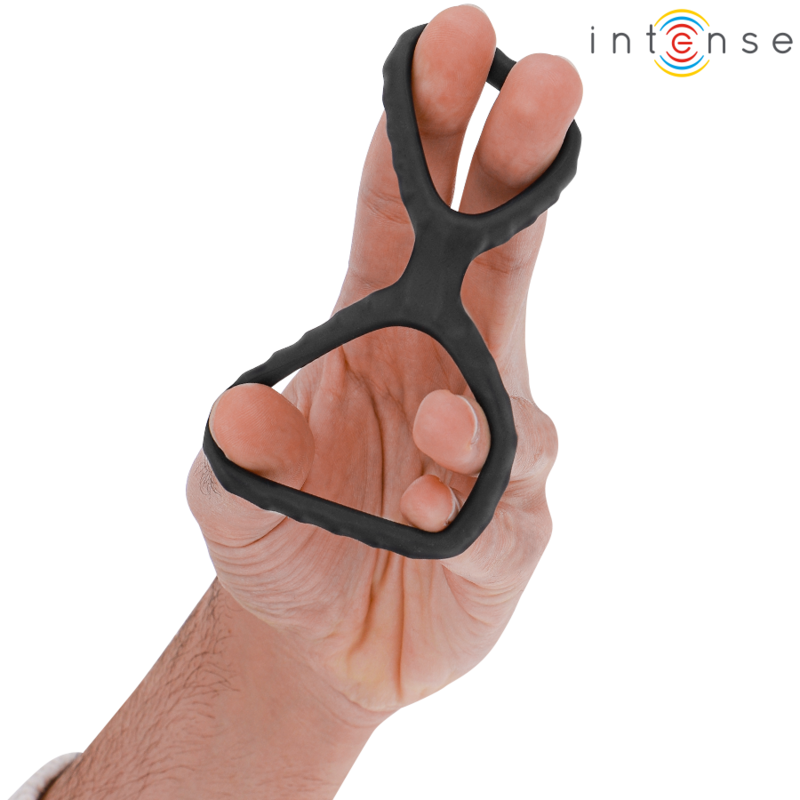 INTENSE - ANILLO PARA PENE DE SILICONA DOBLE DEWEY MODELO 2 NEGRO