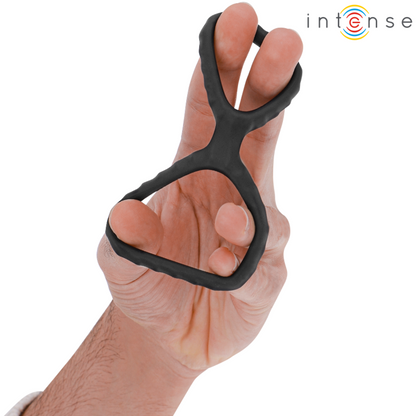 INTENSE - ANILLO PARA PENE DE SILICONA DOBLE DEWEY MODELO 2 NEGRO