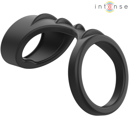INTENSE - ANILLO PENEANO DOBLE DE SILICONA THEO MODELO 3 NEGRO