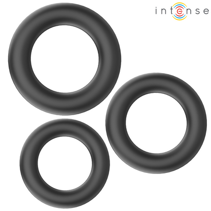 INTENSE - ANILLOS PENEANOS DE SILICONA BÁSICOS HUGH 3 NEGROS